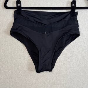 Shade & Shore High Waist Black Mesh Inset Bikini Swimsuit‎ Bottoms